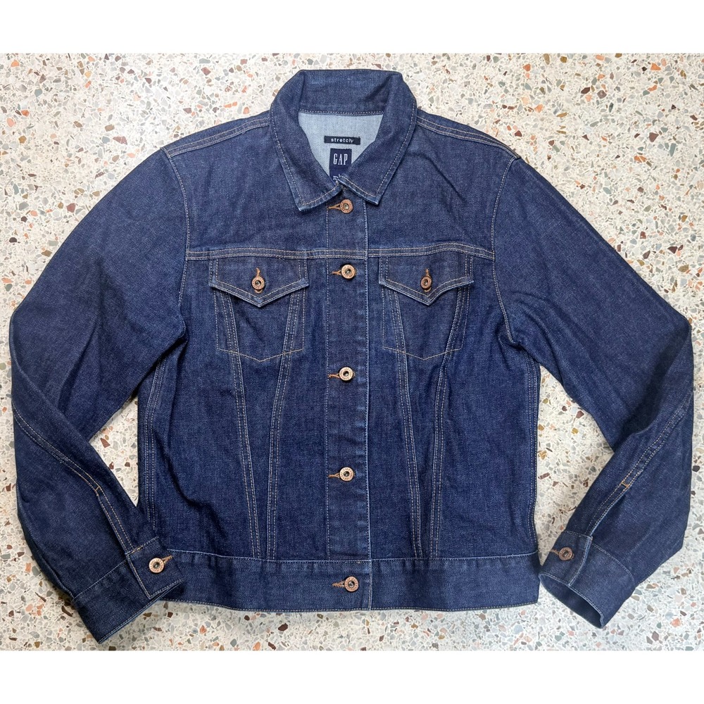 Gap Stretch Women's Vintage Button Up Long Sleeve Denim Jacket Size Large
